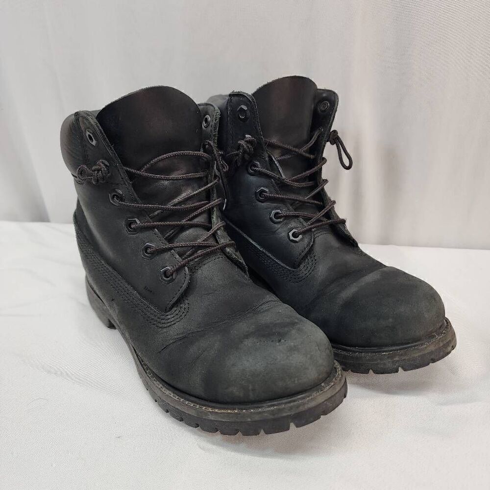 Timberland Women's Size 8 Premium 6 Inch Waterproof Leather Boots Nubuk Black La
